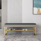 Modern Entryway Bench Cushioned Rectangle Metal Seating Bench 39.5"L x 12"W x 18"H Houndstooth pattern Gold Clearhalo 'Benches' 'Chairs & Seating' 'furn' 'furn_benches' 'Furniture' 'Living Room Furniture' 7314836
