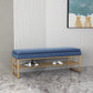 Modern Entryway Bench Cushioned Rectangle Metal Seating Bench 39.5"L x 12"W x 18"H Blue Gold Clearhalo 'Benches' 'Chairs & Seating' 'furn' 'furn_benches' 'Furniture' 'Living Room Furniture' 7314838