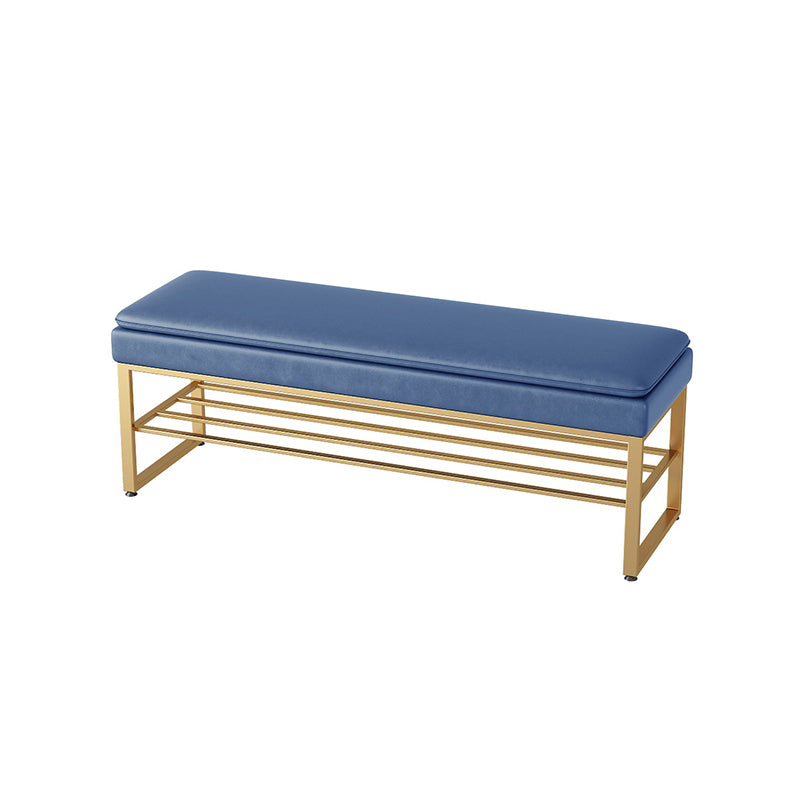 Modern Entryway Bench Cushioned Rectangle Metal Seating Bench Blue Gold Clearhalo 'Benches' 'Chairs & Seating' 'furn' 'furn_benches' 'Furniture' 'Living Room Furniture' 7314840