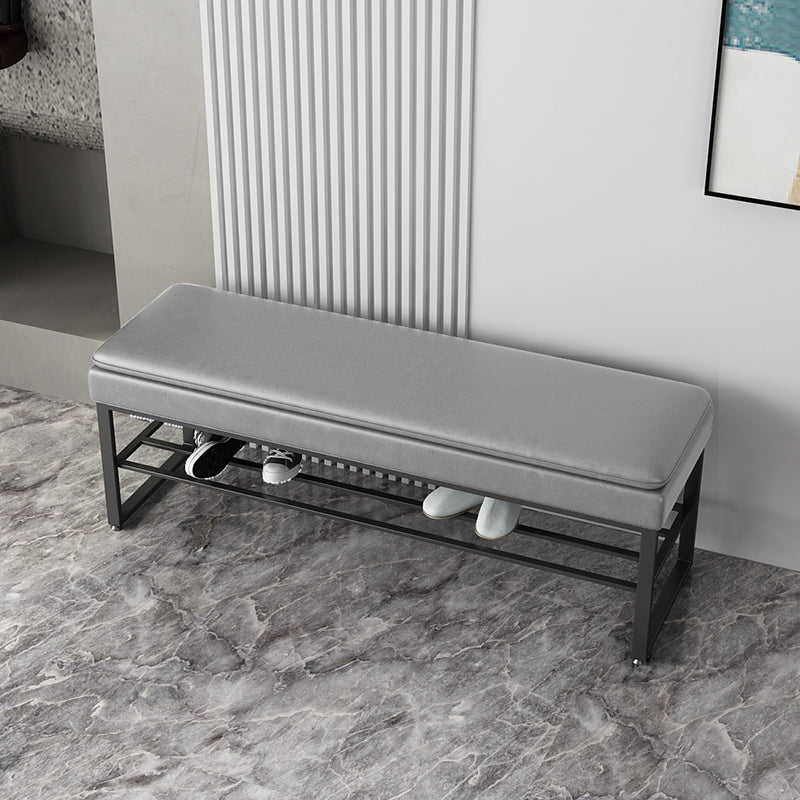 Modern Entryway Bench Cushioned Rectangle Metal Seating Bench 39.5"L x 12"W x 18"H Grey Black Clearhalo 'Benches' 'Chairs & Seating' 'furn' 'furn_benches' 'Furniture' 'Living Room Furniture' 7314842