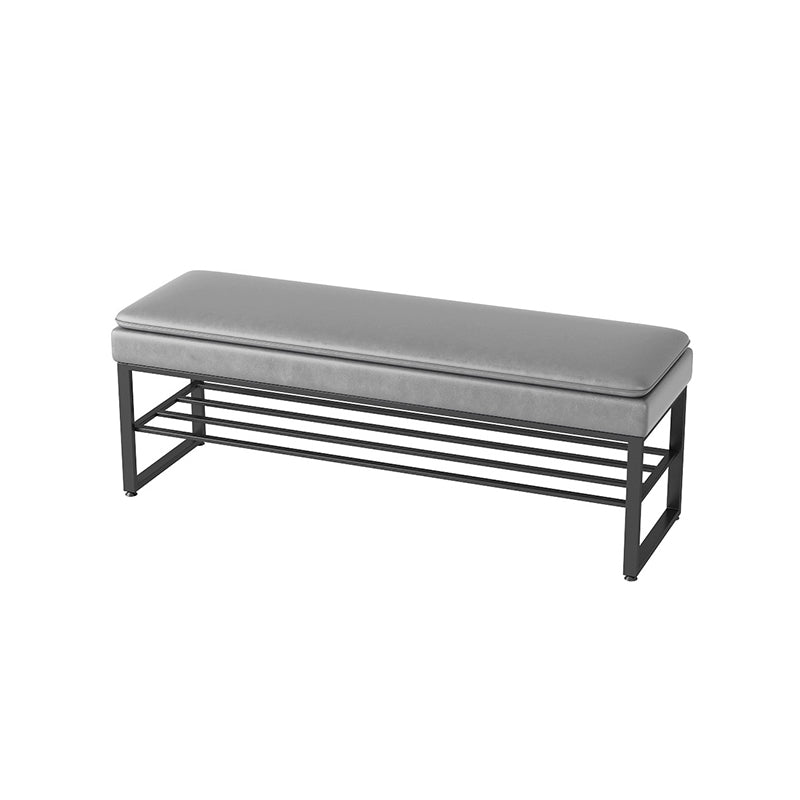 Modern Entryway Bench Cushioned Rectangle Metal Seating Bench Grey Black Clearhalo 'Benches' 'Chairs & Seating' 'furn' 'furn_benches' 'Furniture' 'Living Room Furniture' 7314844