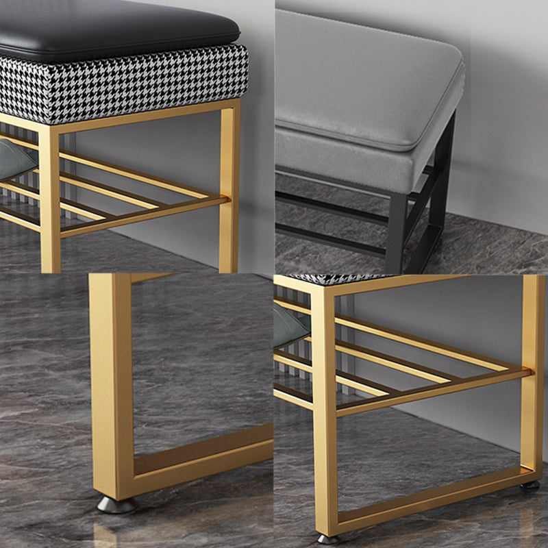 Modern Entryway Bench Cushioned Rectangle Metal Seating Bench Clearhalo 'Benches' 'Chairs & Seating' 'furn' 'furn_benches' 'Furniture' 'Living Room Furniture' 7314847