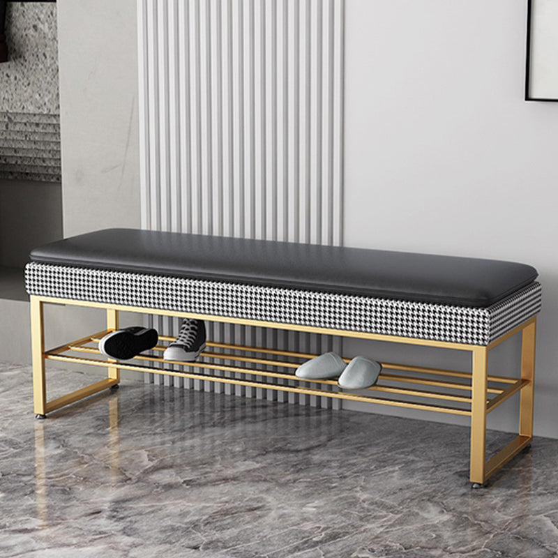 Modern Entryway Bench Cushioned Rectangle Metal Seating Bench Clearhalo 'Benches' 'Chairs & Seating' 'furn' 'furn_benches' 'Furniture' 'Living Room Furniture' 7314849