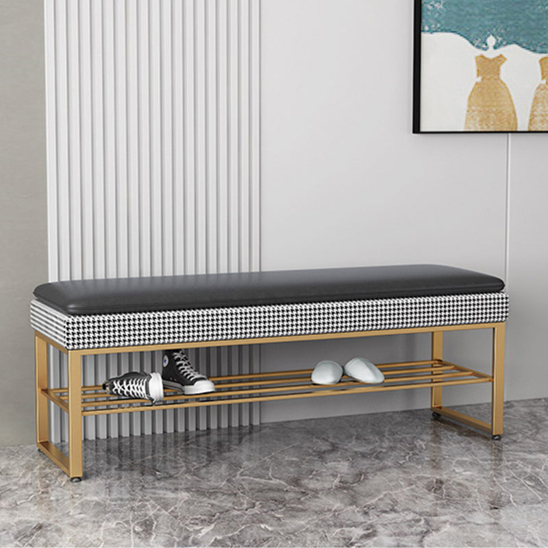 Modern Entryway Bench Cushioned Rectangle Metal Seating Bench Clearhalo 'Benches' 'Chairs & Seating' 'furn' 'furn_benches' 'Furniture' 'Living Room Furniture' 7314851