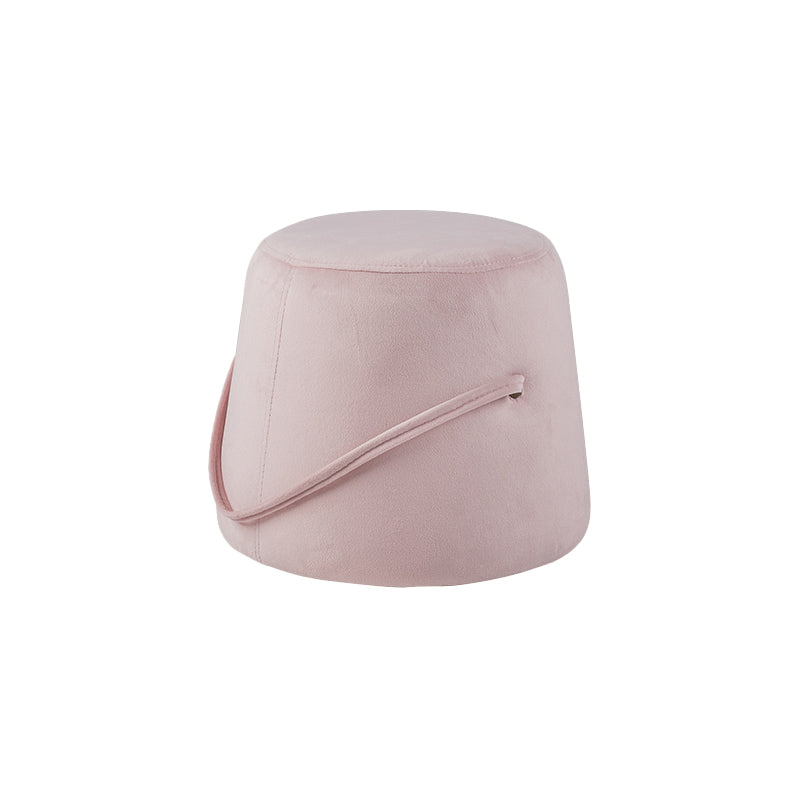 Fabric Standard Stool Modern Style Simple Household Round Footstool Pink Velvet 1 Piece Clearhalo 'furn' 'furn_ottomans_poufs' 'Furniture' 'Living Room Furniture' 'Ottomans & Poufs' 'ottomans_poufs' 7314871