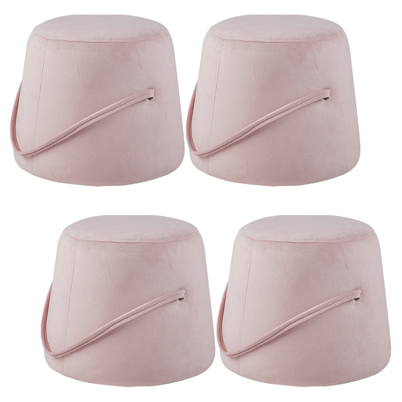 Fabric Standard Stool Modern Style Simple Household Round Footstool Pink Velvet 4 Piece Set Clearhalo 'furn' 'furn_ottomans_poufs' 'Furniture' 'Living Room Furniture' 'Ottomans & Poufs' 'ottomans_poufs' 7314874