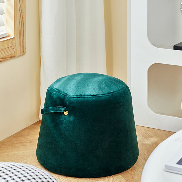 Fabric Standard Stool Modern Style Simple Household Round Footstool Blackish Green Velvet 1 Piece Clearhalo 'furn' 'furn_ottomans_poufs' 'Furniture' 'Living Room Furniture' 'Ottomans & Poufs' 'ottomans_poufs' 7314876