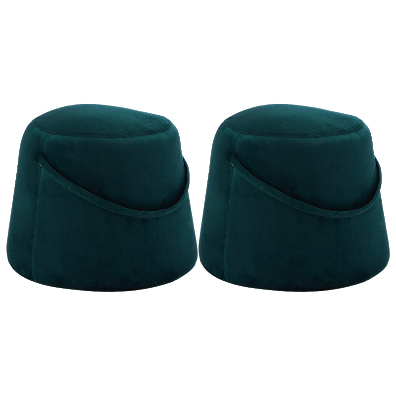 Fabric Standard Stool Modern Style Simple Household Round Footstool Blackish Green Velvet 2 Piece Set Clearhalo 'furn' 'furn_ottomans_poufs' 'Furniture' 'Living Room Furniture' 'Ottomans & Poufs' 'ottomans_poufs' 7314883
