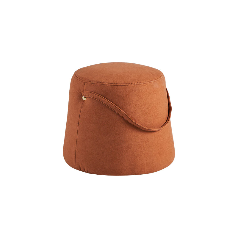 Fabric Standard Stool Modern Style Simple Household Round Footstool Orange Faux Leather 1 Piece Clearhalo 'furn' 'furn_ottomans_poufs' 'Furniture' 'Living Room Furniture' 'Ottomans & Poufs' 'ottomans_poufs' 7314894