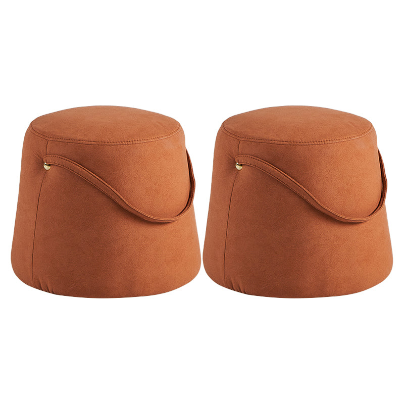 Fabric Standard Stool Modern Style Simple Household Round Footstool Orange Faux Leather 2 Piece Set Clearhalo 'furn' 'furn_ottomans_poufs' 'Furniture' 'Living Room Furniture' 'Ottomans & Poufs' 'ottomans_poufs' 7314895