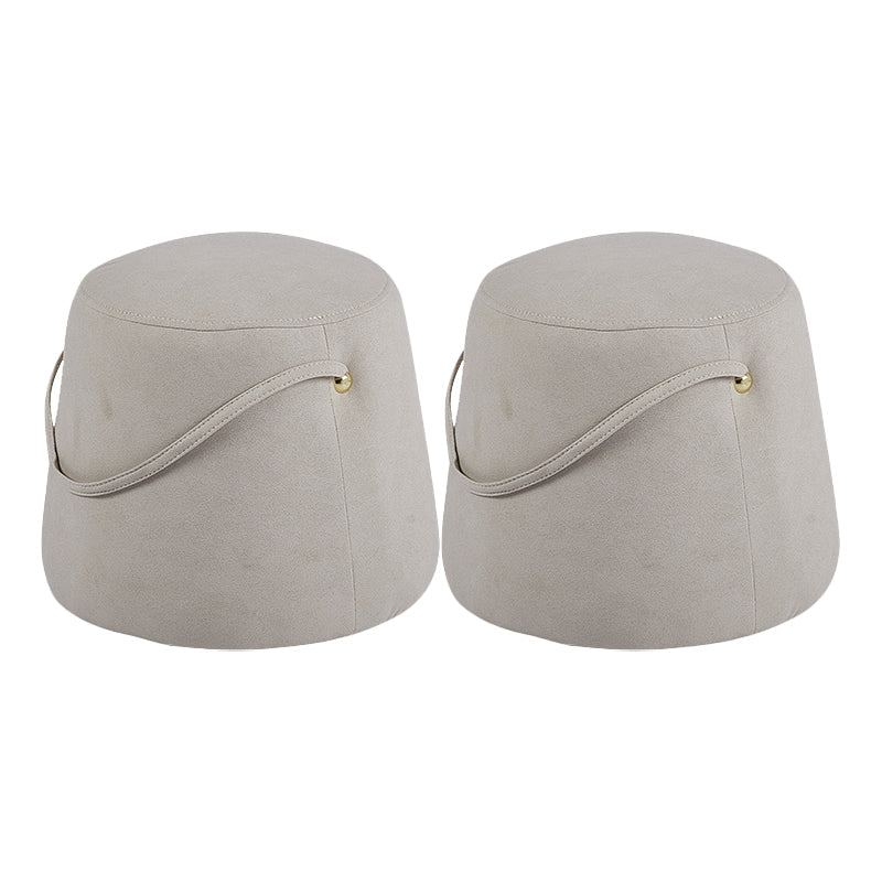 Fabric Standard Stool Modern Style Simple Household Round Footstool Off-White Faux Leather 2 Piece Set Clearhalo 'furn' 'furn_ottomans_poufs' 'Furniture' 'Living Room Furniture' 'Ottomans & Poufs' 'ottomans_poufs' 7314898