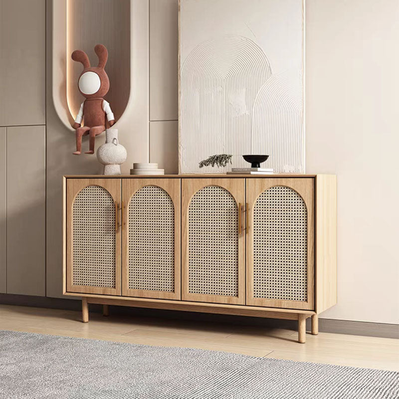 Contemporary Brown Wicker Doors Sideboard Solid Wood Buffet Table with Doors Clearhalo 'buffet_sideboard' 'Buffets & Sideboards' 'furn' 'furn_buffet_sideboard' 'Furniture' 'Kitchen & Dining Furniture' 7314921