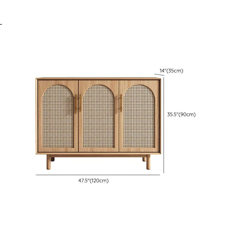 Contemporary Brown Wicker Doors Sideboard Solid Wood Buffet Table with Doors Clearhalo 'buffet_sideboard' 'Buffets & Sideboards' 'furn' 'furn_buffet_sideboard' 'Furniture' 'Kitchen & Dining Furniture' 7314930