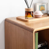 Servidor de vidrio de servidor de comedor de roble moderno servidor buffet para sala de estar