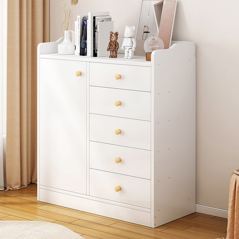 Contemporary Manufactured Wood Accent Cabinet Rectangle Storage Cabinet with Drawer 24"L x 13"W x 33"H White 5 Clearhalo 'Cabinets & Chests' 'cabinets_chests' 'furn' 'furn_cabinets_chests' 'Furniture' 'Living Room Furniture' 7315047