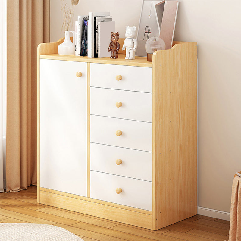 Contemporary Manufactured Wood Accent Cabinet Rectangle Storage Cabinet with Drawer 24"L x 13"W x 33"H Natural Wood White 5 Clearhalo 'Cabinets & Chests' 'cabinets_chests' 'furn' 'furn_cabinets_chests' 'Furniture' 'Living Room Furniture' 7315049