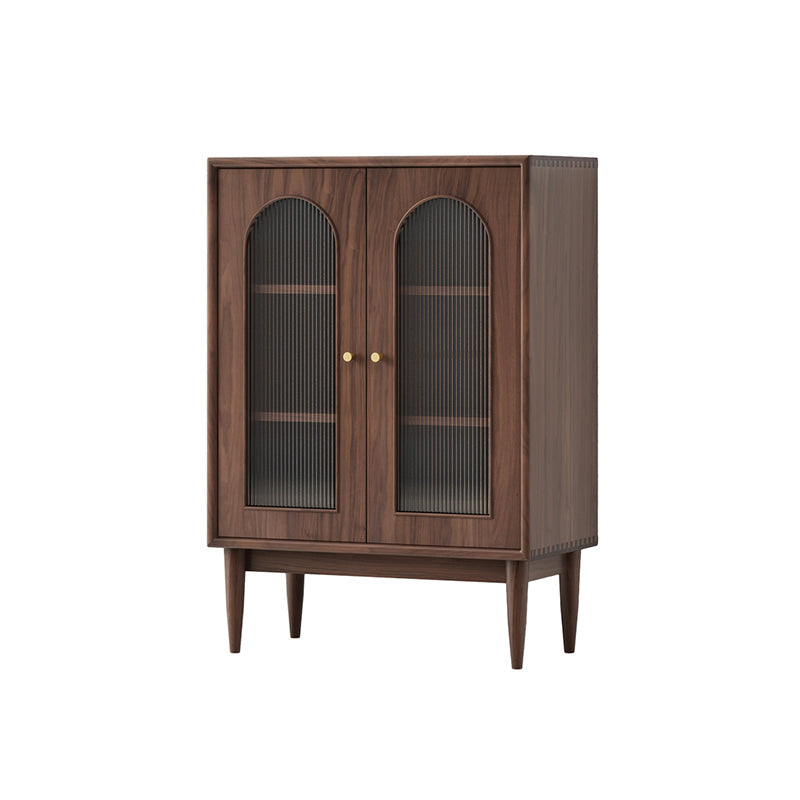 Mid-Century Modern Solid Wood Chest Rectangle Accent Cabinet with Glass Top Nut-Brown Pine Clearhalo 'Cabinets & Chests' 'cabinets_chests' 'furn' 'furn_cabinets_chests' 'Furniture' 'Living Room Furniture' 7315063