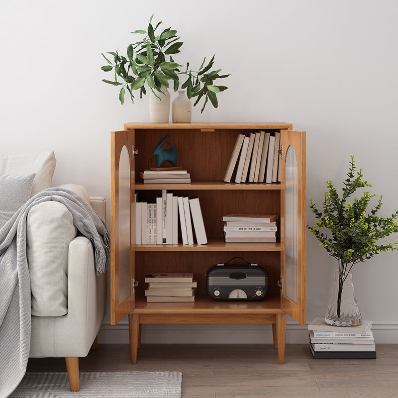 Mid-Century Modern Solid Wood Chest Rectangle Accent Cabinet with Glass Top Clearhalo 'Cabinets & Chests' 'cabinets_chests' 'furn' 'furn_cabinets_chests' 'Furniture' 'Living Room Furniture' 7315067