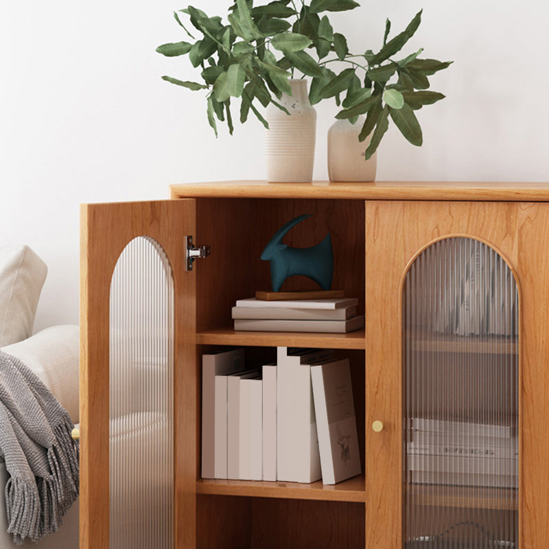 Mid-Century Modern Solid Wood Chest Rectangle Accent Cabinet with Glass Top Clearhalo 'Cabinets & Chests' 'cabinets_chests' 'furn' 'furn_cabinets_chests' 'Furniture' 'Living Room Furniture' 7315070