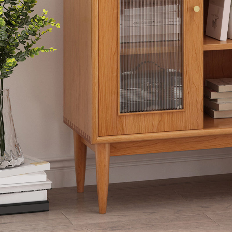 Mid-Century Modern Solid Wood Chest Rectangle Accent Cabinet with Glass Top Clearhalo 'Cabinets & Chests' 'cabinets_chests' 'furn' 'furn_cabinets_chests' 'Furniture' 'Living Room Furniture' 7315071