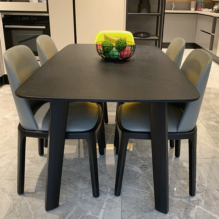 Table à manger moderne pour cuisine Table de dinette noire avec pieds en bois