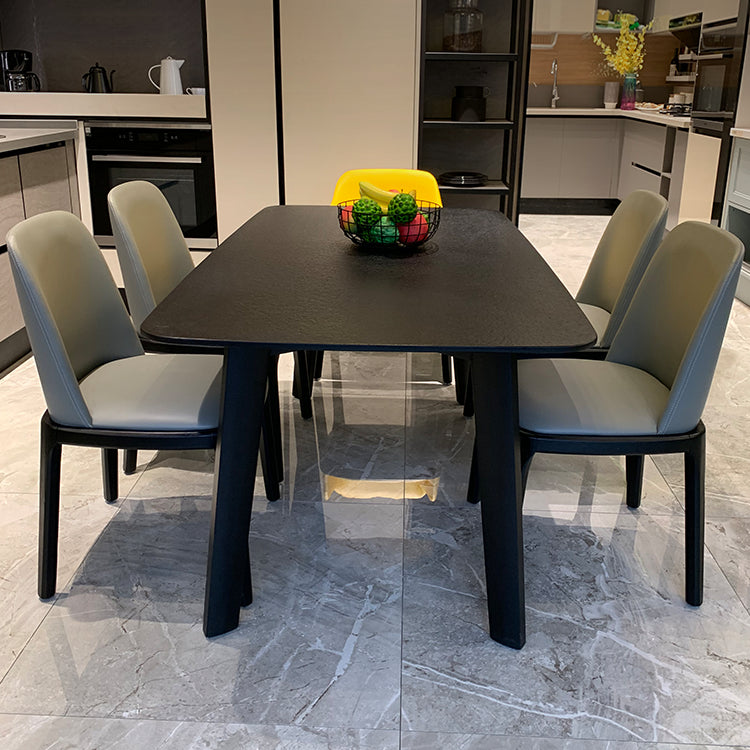 Table à manger moderne pour cuisine Table de dinette noire avec pieds en bois