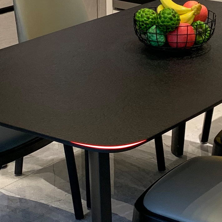 Table à manger moderne pour cuisine Table de dinette noire avec pieds en bois