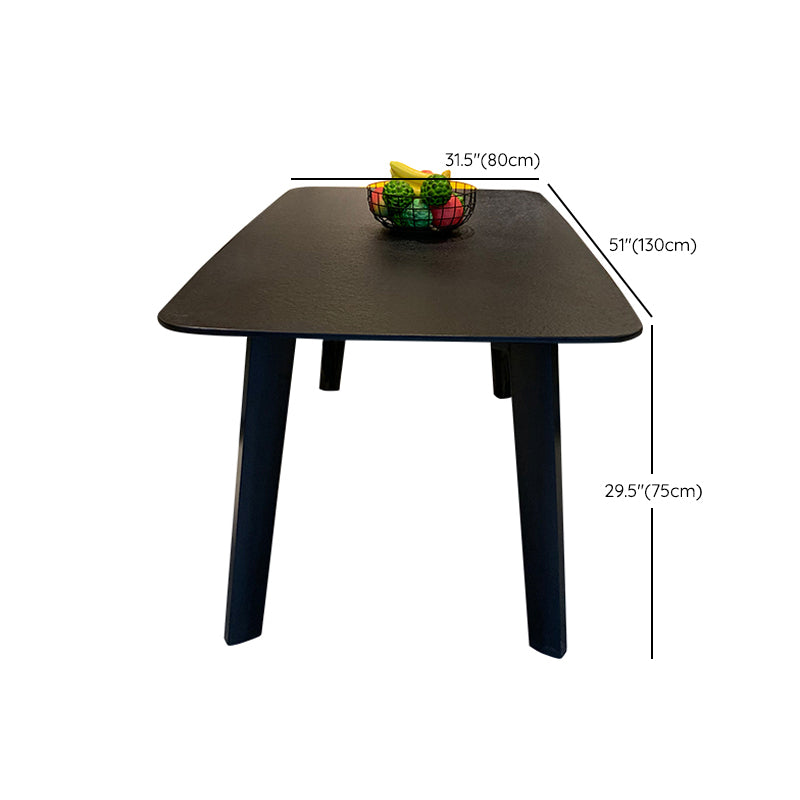 Table à manger moderne pour cuisine Table de dinette noire avec pieds en bois