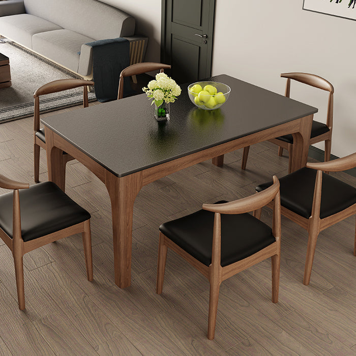 Contemporary Kitchen Rectangle Dinner Table 4 Legs Dining Table Clearhalo 'Dining Tables & Seating' 'Dining Tables' 'dining_table' 'furn' 'furn_dining_table' 'Furniture' 'Kitchen & Dining Furniture' 7315230