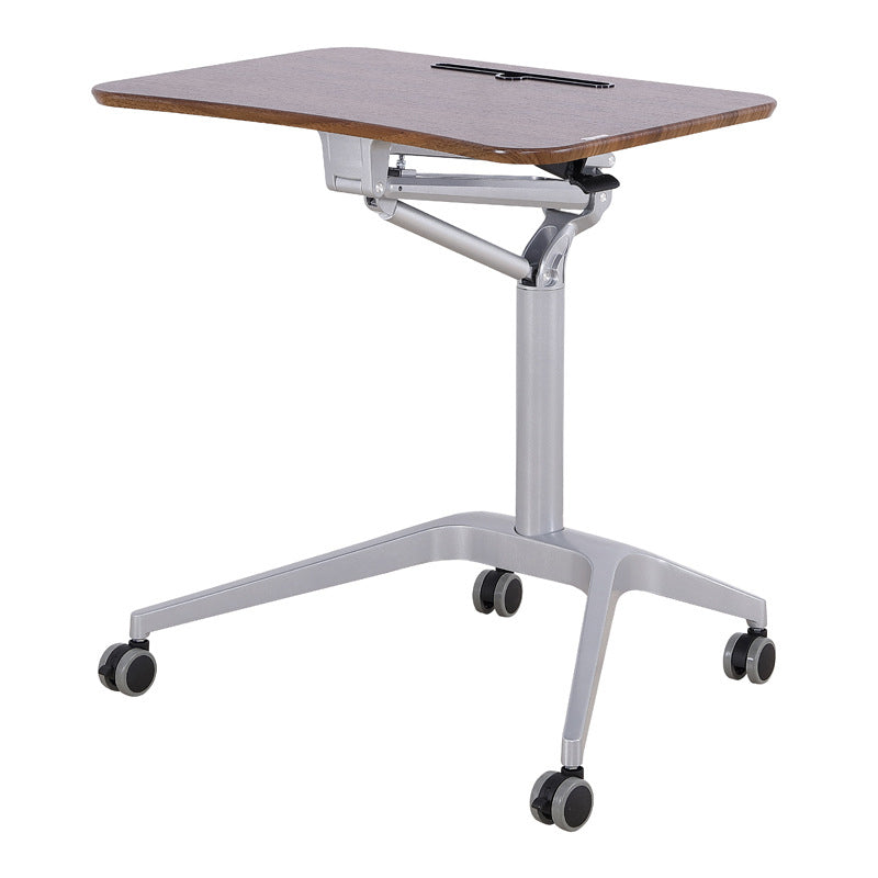 Modern Style Wooden Office Desk Rectangular Shape Movable Table with Wheels for Office Brown Clearhalo 'furn' 'furn_office_desk' 'Furniture' 'Office Desks' 'Office Furniture' 'office_desk' 7316039