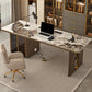 Modern Style Stone Office Desk Rectangular Shape Conference Table with 2-Legs in Brown