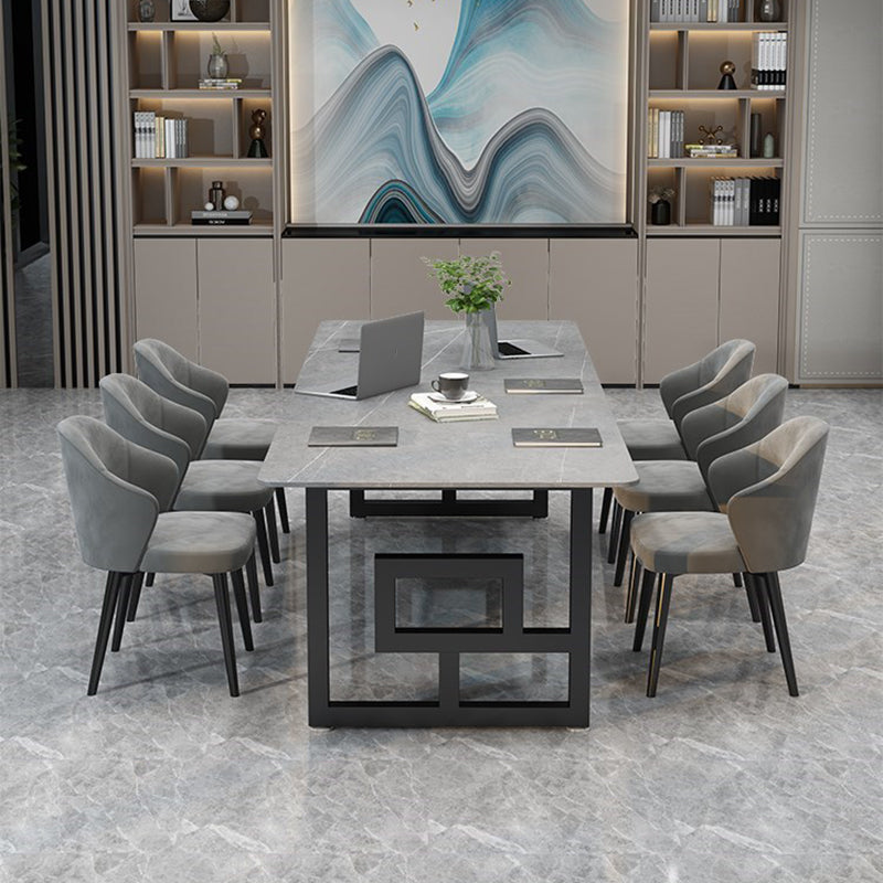 Table de conférence de forme de bureau en pierre moderne de style moderne avec 2 jambes pour le bureau