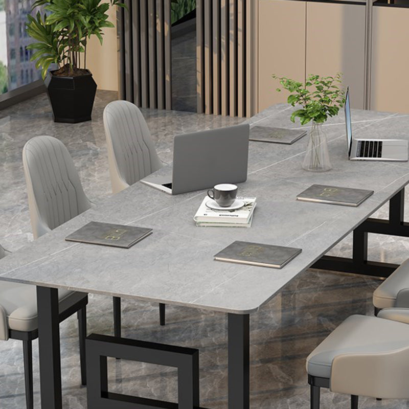 Table de conférence de forme de bureau en pierre moderne de style moderne avec 2 jambes pour le bureau