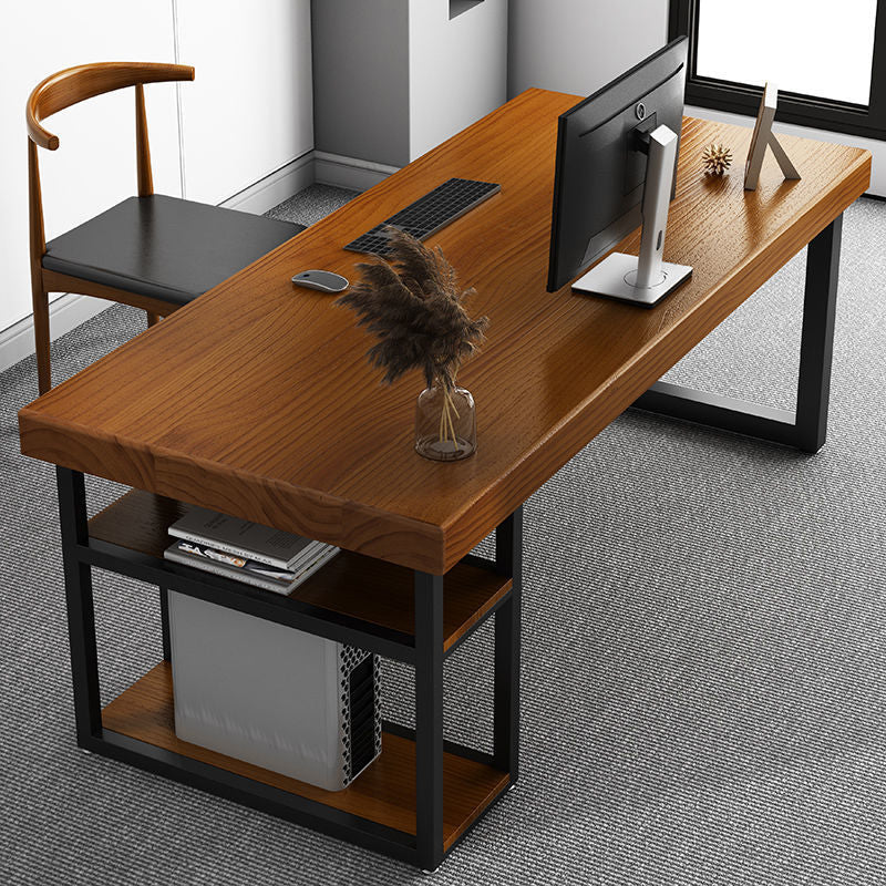 Industriële vaste houten computer bureau voetstukbasis rechthoekige gaming bureau