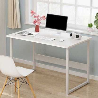 Contemporary Computer Desk Antique Finish Wooden Office Desk with Metal Legs 39"L x 15"W x 28"H White Clearhalo 'furn' 'furn_office_desk' 'Furniture' 'Office Desks' 'Office Furniture' 'office_desk' 7316105