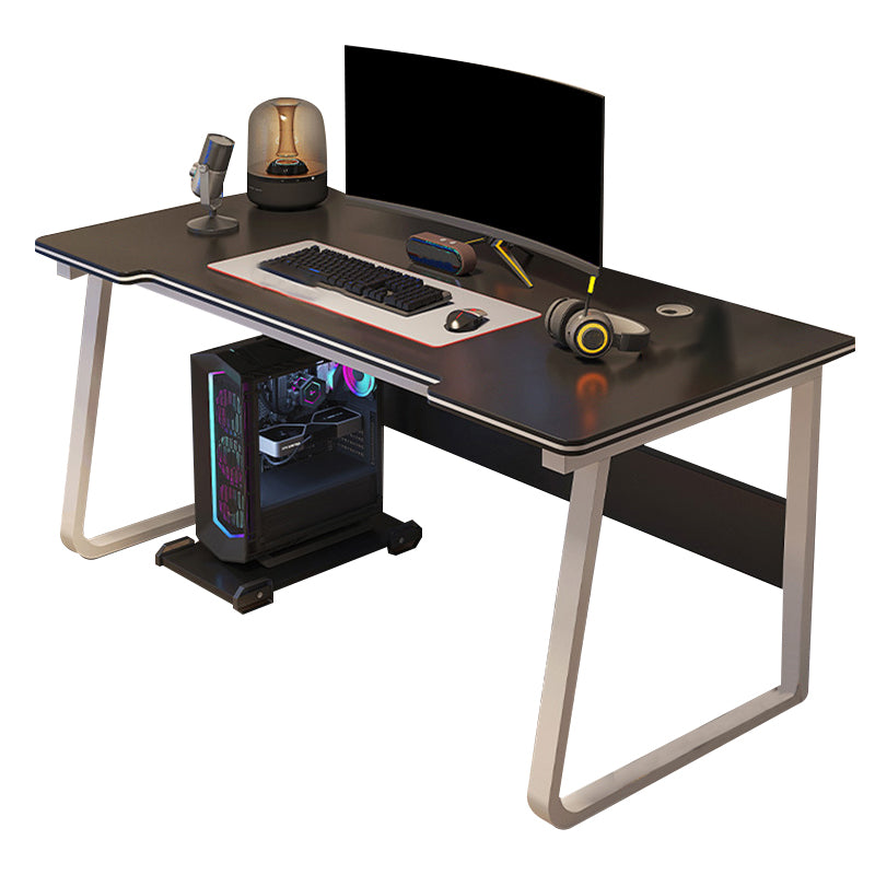 Contemporary Computer Desk Antique Finish Wooden Office Desk with Metal Legs Clearhalo 'furn' 'furn_office_desk' 'Furniture' 'Office Desks' 'Office Furniture' 'office_desk' 7316106