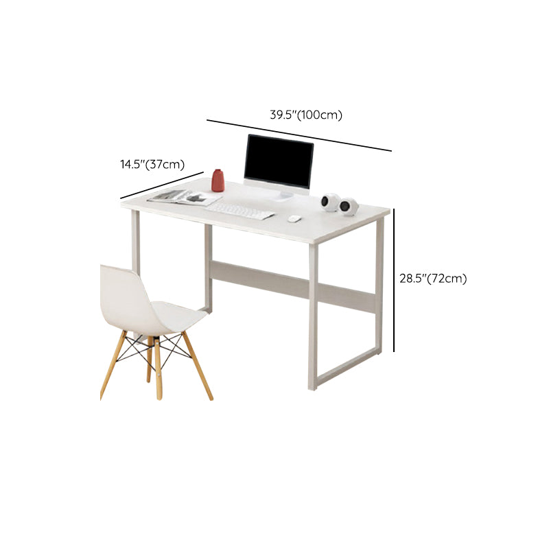 Contemporary Computer Desk Antique Finish Wooden Office Desk with Metal Legs Clearhalo 'furn' 'furn_office_desk' 'Furniture' 'Office Desks' 'Office Furniture' 'office_desk' 7316112