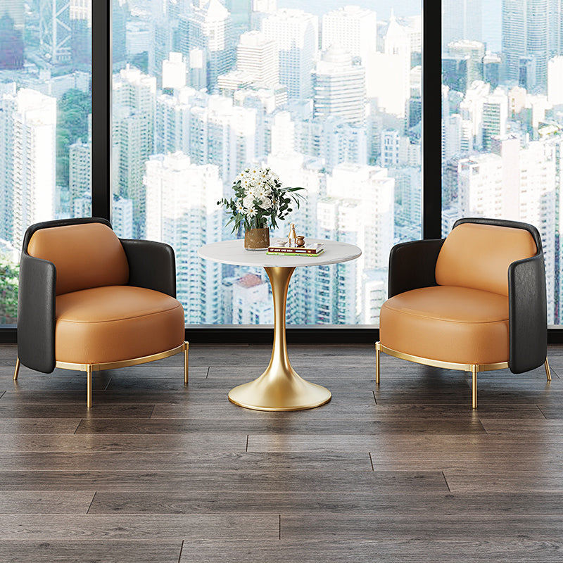 Leather Lounge Chair Square Arms Solid Color Side Chair with Golden Legs Clearhalo 'Accent Chairs' 'accent_chairs' 'Chairs & Seating' 'furn' 'furn_accent_chairs' 'Furniture' 'Living Room Furniture' 7316157