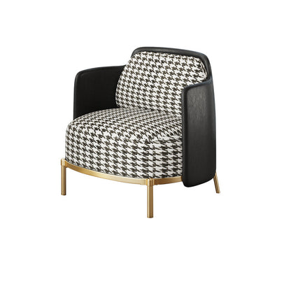 Leather Lounge Chair Square Arms Solid Color Side Chair with Golden Legs Black Houndstooth Leather 1 Piece Clearhalo 'Accent Chairs' 'accent_chairs' 'Chairs & Seating' 'furn' 'furn_accent_chairs' 'Furniture' 'Living Room Furniture' 7316158