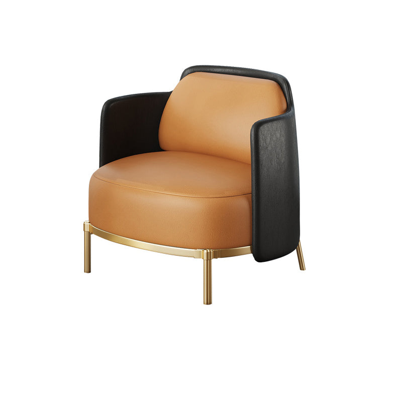 Leather Lounge Chair Square Arms Solid Color Side Chair with Golden Legs Orange 1 Piece Clearhalo 'Accent Chairs' 'accent_chairs' 'Chairs & Seating' 'furn' 'furn_accent_chairs' 'Furniture' 'Living Room Furniture' 7316162