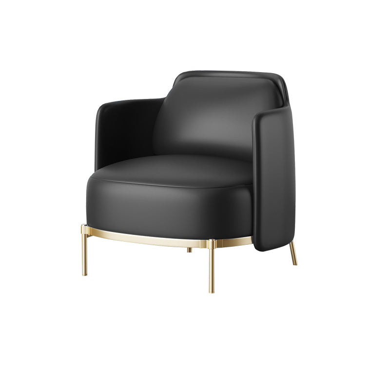 Leather Lounge Chair Square Arms Solid Color Side Chair with Golden Legs Black Leather 1 Piece Clearhalo 'Accent Chairs' 'accent_chairs' 'Chairs & Seating' 'furn' 'furn_accent_chairs' 'Furniture' 'Living Room Furniture' 7316165