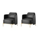 Leather Lounge Chair Square Arms Solid Color Side Chair with Golden Legs Black Leather 2 Piece Set Clearhalo 'Accent Chairs' 'accent_chairs' 'Chairs & Seating' 'furn' 'furn_accent_chairs' 'Furniture' 'Living Room Furniture' 7316167