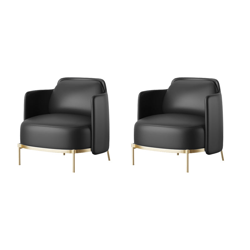 Leather Lounge Chair Square Arms Solid Color Side Chair with Golden Legs Black Leather 2 Piece Set Clearhalo 'Accent Chairs' 'accent_chairs' 'Chairs & Seating' 'furn' 'furn_accent_chairs' 'Furniture' 'Living Room Furniture' 7316167