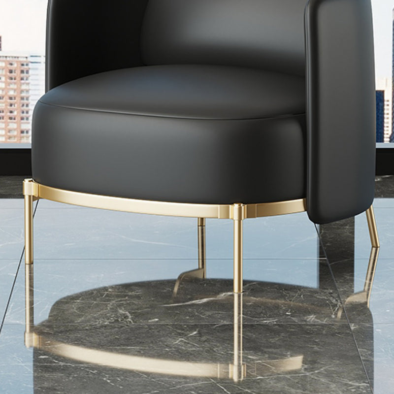 Leather Lounge Chair Square Arms Solid Color Side Chair with Golden Legs Clearhalo 'Accent Chairs' 'accent_chairs' 'Chairs & Seating' 'furn' 'furn_accent_chairs' 'Furniture' 'Living Room Furniture' 7316168