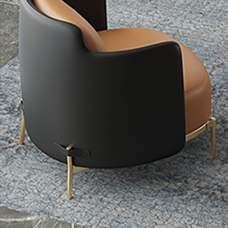 Leather Lounge Chair Square Arms Solid Color Side Chair with Golden Legs Clearhalo 'Accent Chairs' 'accent_chairs' 'Chairs & Seating' 'furn' 'furn_accent_chairs' 'Furniture' 'Living Room Furniture' 7316172