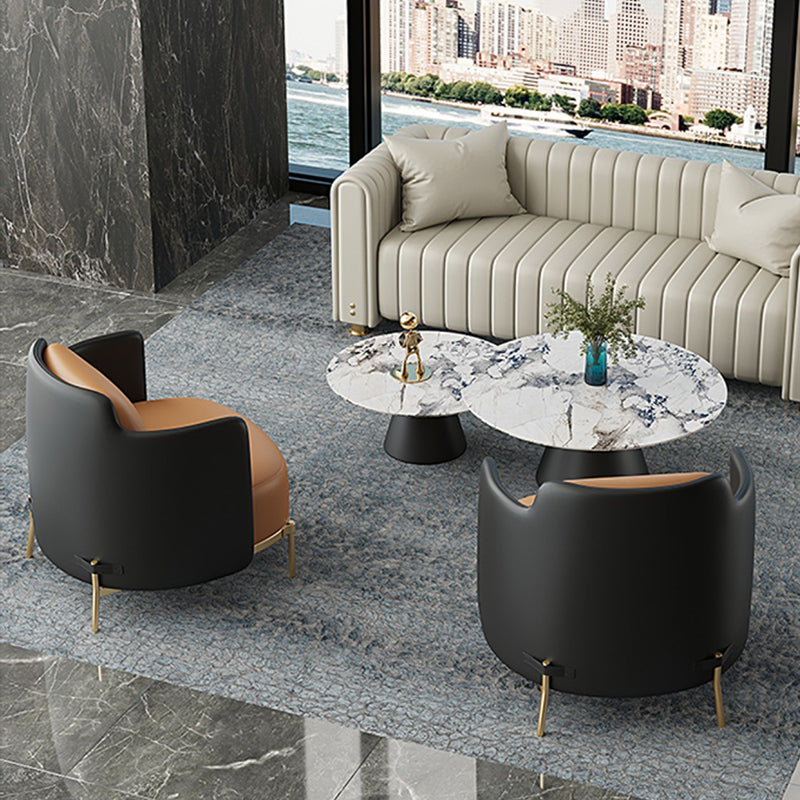 Leather Lounge Chair Square Arms Solid Color Side Chair with Golden Legs Clearhalo 'Accent Chairs' 'accent_chairs' 'Chairs & Seating' 'furn' 'furn_accent_chairs' 'Furniture' 'Living Room Furniture' 7316174