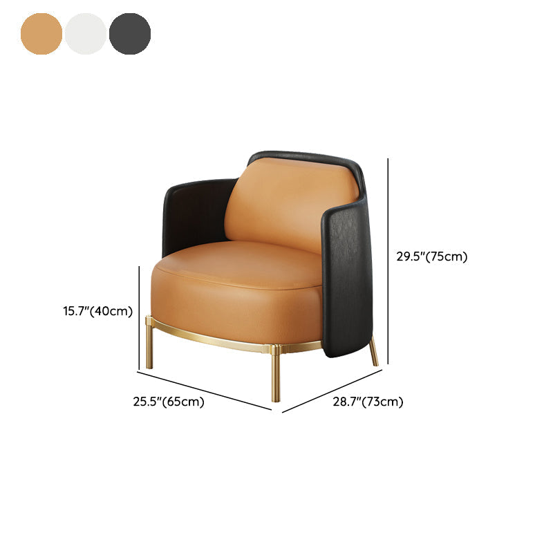 Leather Lounge Chair Square Arms Solid Color Side Chair with Golden Legs Clearhalo 'Accent Chairs' 'accent_chairs' 'Chairs & Seating' 'furn' 'furn_accent_chairs' 'Furniture' 'Living Room Furniture' 7316175