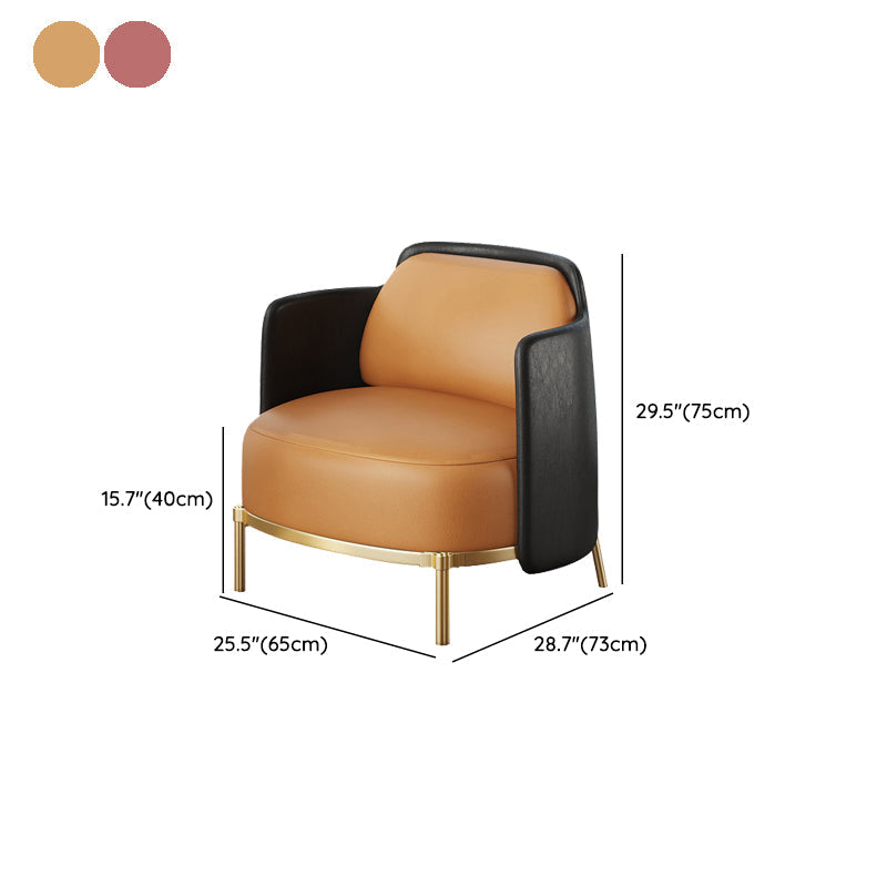 Leather Lounge Chair Square Arms Solid Color Side Chair with Golden Legs Clearhalo 'Accent Chairs' 'accent_chairs' 'Chairs & Seating' 'furn' 'furn_accent_chairs' 'Furniture' 'Living Room Furniture' 7316176