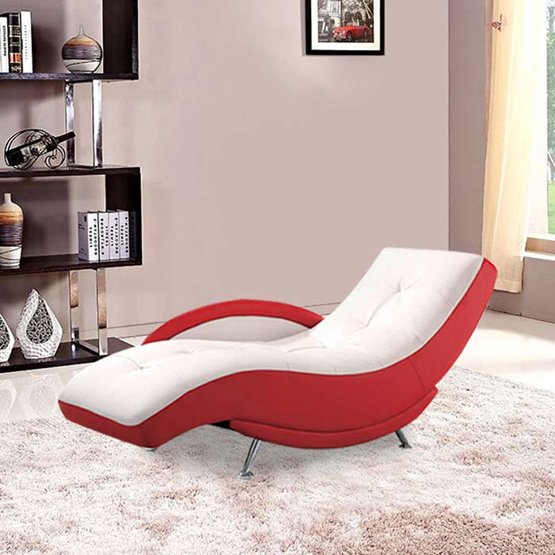 Modern Upholstered Reclining Chaise Lounge with One Arm Faux Leather Chaise White Red Right-Arm Chaise Clearhalo 'Chairs & Seating' 'Chaise Lounge' 'chaise_lounge' 'furn' 'furn_chaise_lounge' 'Furniture' 'Living Room Furniture' 7316279