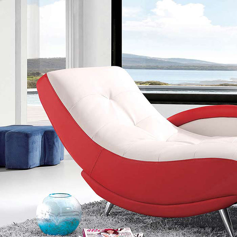 Modern Upholstered Reclining Chaise Lounge with One Arm Faux Leather Chaise Clearhalo 'Chairs & Seating' 'Chaise Lounge' 'chaise_lounge' 'furn' 'furn_chaise_lounge' 'Furniture' 'Living Room Furniture' 7316285
